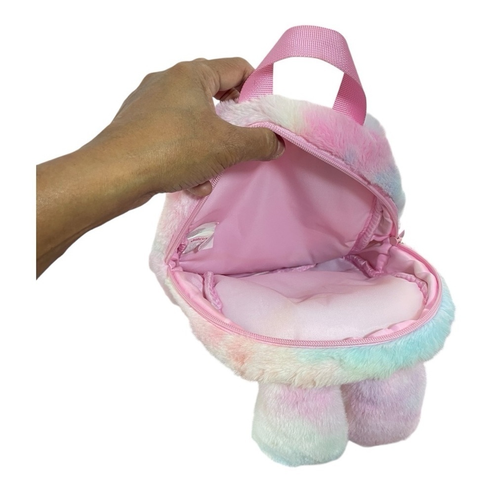 Claire’s Rainbow Bunny Plush Mini Backpack – Pastel Fuzzy Kids Bag NWT - Picture 8 of 11